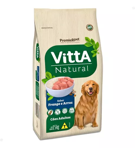 Raçao Premier Vitta Natural Cães Adulto Porte Grande Frango E Arroz 15kg