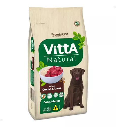 Raçao Premier Vitta Natural Cães Adulto Porte Grande Carne E Arroz 15kg