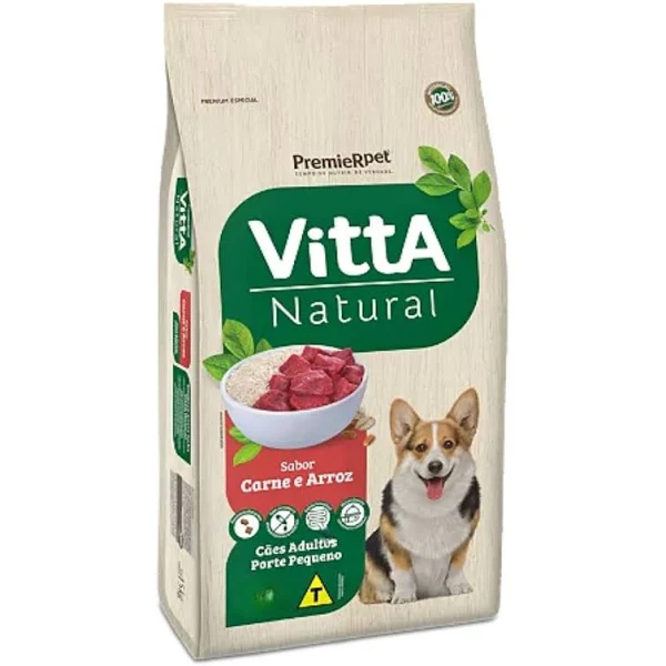 Raçao Premier Vitta Natural Cães Adulto Porte Pequeno Carne E Arroz 15kg