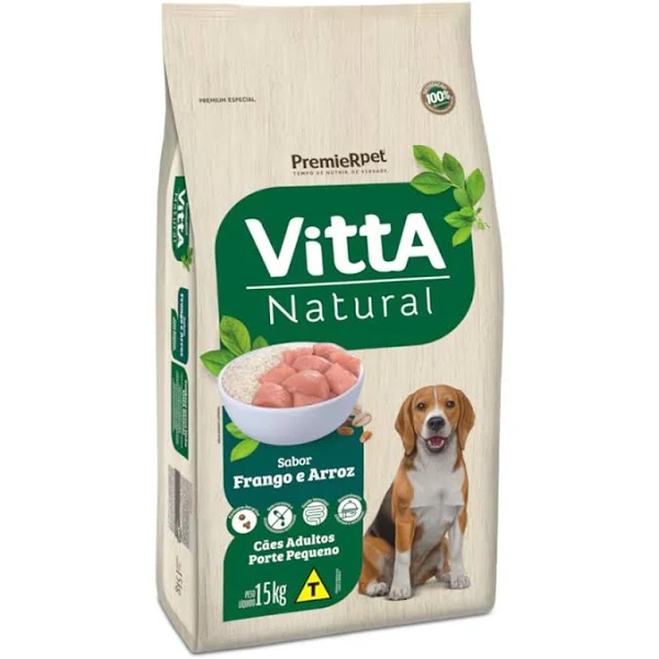 Raçao Premier Vitta Natural Cães Adulto Porte Pequeno Frango E Arroz 15kg