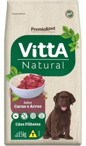 Racao Premier Vitta Natural Caes Filhote Porte Grande Carne E Arroz 15kg