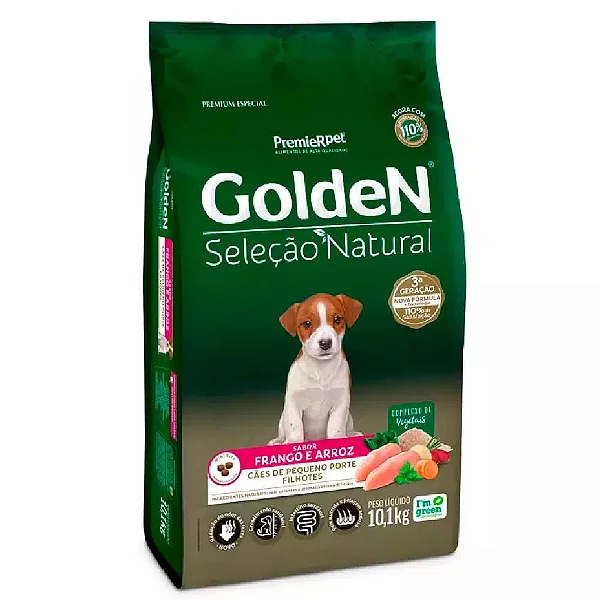 Ração Golden Seleção Natural Cães Filhotes Porte Pequeno Frango E Arroz 10kg