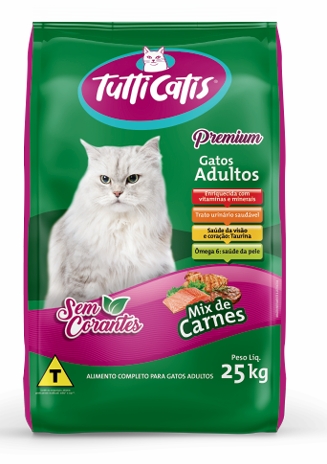 Ração Tutticatis Premium Gatos Adultos Mix Sem Corantes 25kg