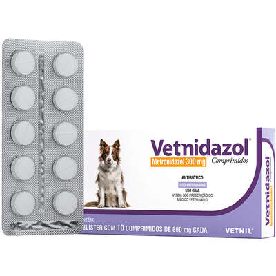 Antibiótico Vetnidazol 300mg 10 Comprimidos