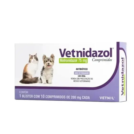 Antibiótico Vetnidazol 75mg 10 Comprimidos