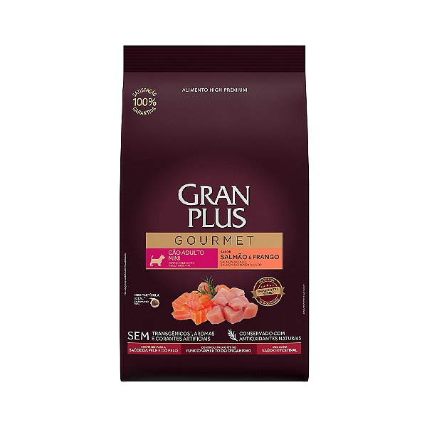 Ração Granplus Gourmet Caes Adultos Porte Mini Salmão E Frango 10kg
