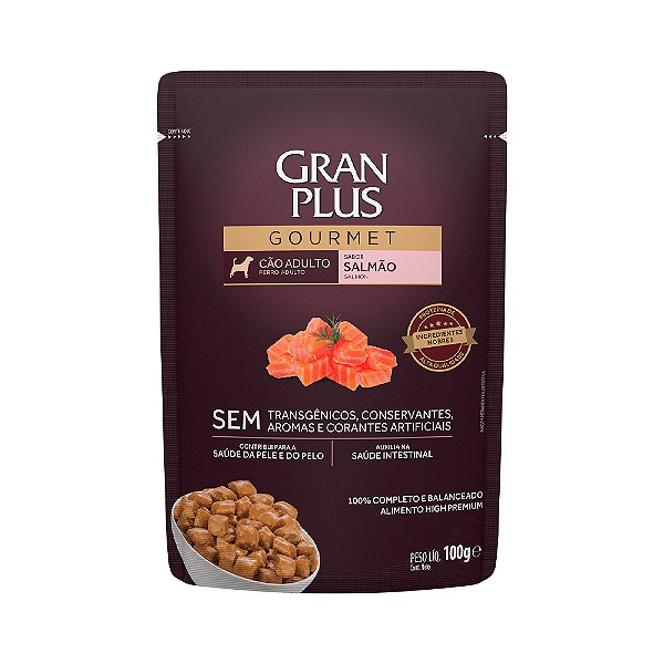 Ração Úmida Sachê Granplus Gourmet Cães Adultos Salmao100g
