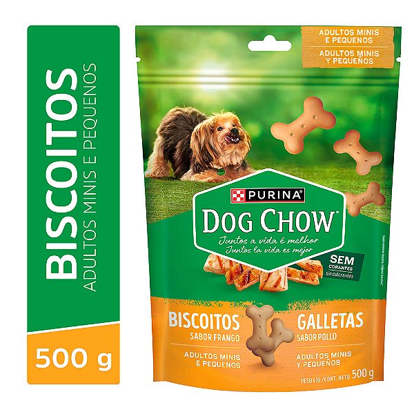 Petisco Biscoito Dog Chow Cães Adultos Mini E Pequenos Frango 500g