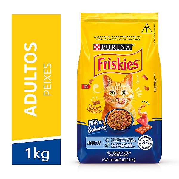 Raçao Friskies Gatos Adultos Mar De Sabores Atum, Salmão E Camarão 1kg