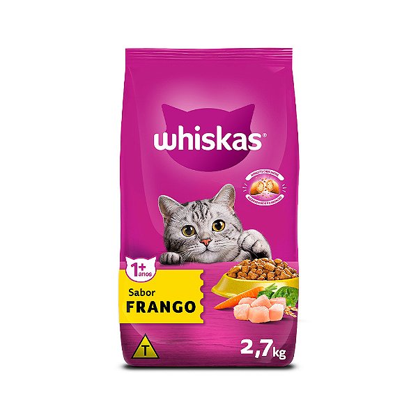 Ração Whiskas Pacoteira Gatos Adultos Frango 2,7kg