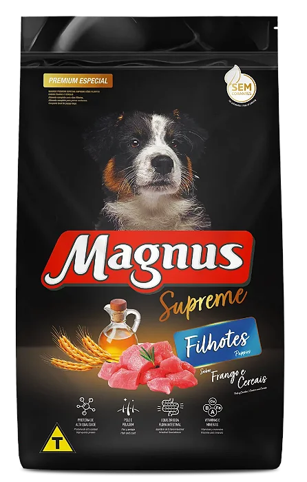 Raçao Magnus Supreme Caes Filhote Frango E Cereais 900g