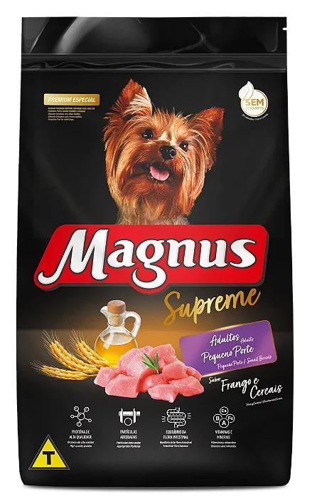 Raçao Magnus Supreme Cães Adultos Pequeno Porte Frango E Cereais 1kg