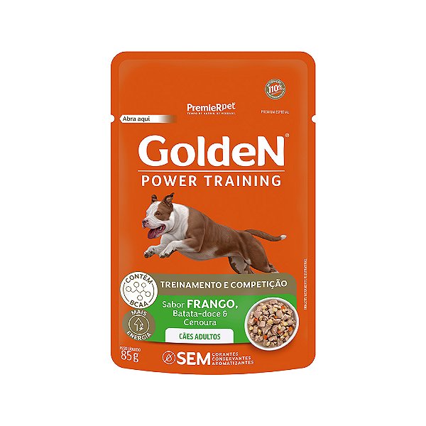 Ração Umida Sache Golden Power Training Cães Adultos Frango, Batata Doce E Cenoura 85 G