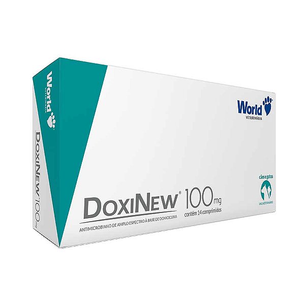 Antimicrobiano Doxinew World 100mg Para Cães De 20kg E Gatos