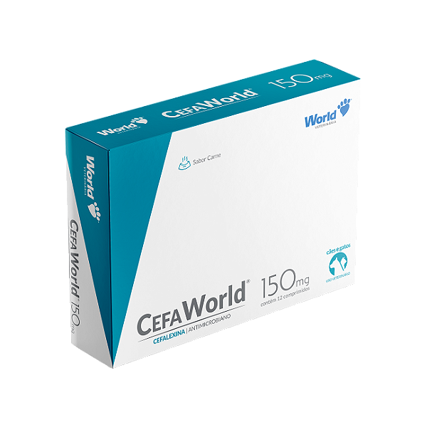 Antibiótico Cefaworld 150mg Para Cães E Gatos - 12 Comprimidos