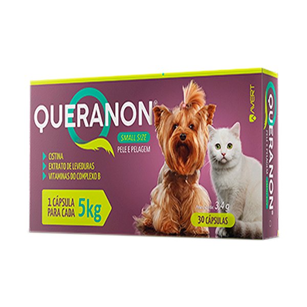 Suplemento Avert Queranon Small Size Para Cães E Gatos 30 Cápsulas