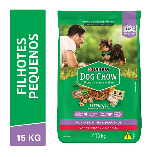 Ração Dog Chow Cães Filhotes Minis E Pequenos Frango E Arroz 15kg