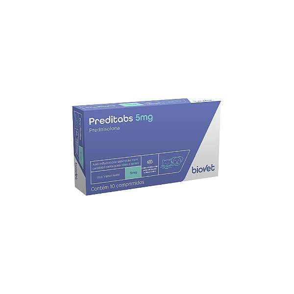 Preditabs Prednisolona Para Cães E Gatos 10 Comprimidos 5mg