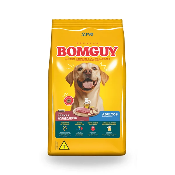 Raçao Bomguy Premium Caes Adulto Coex Carne Batata Doce 2kg
