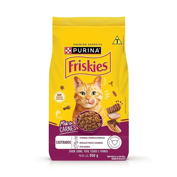 Ração Friskies Gatos Castrados Mix De Carne 850g