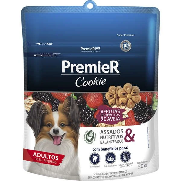 Biscoito Premier Cookie Cães Adultos Frutas Vermelhas E Aveia 50g