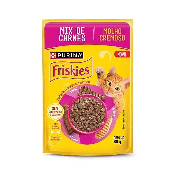 Raçao Umida Sachê Friskies Gatos Adulto Mix De Carnes 80g