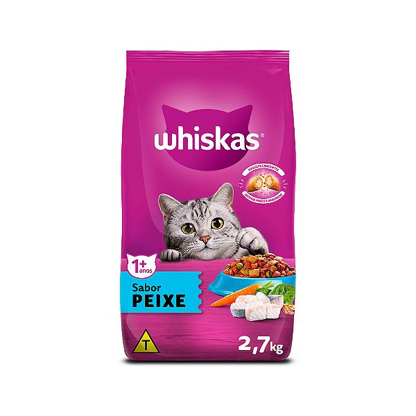 Ração Whiskas Pacoteira Gatos Adultos Peixe 2,7kg