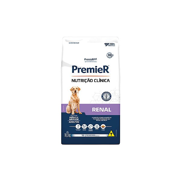Raçao Premier Nutrição Clínica Renal Cães Adultos Porte Medio E Grande 10kg