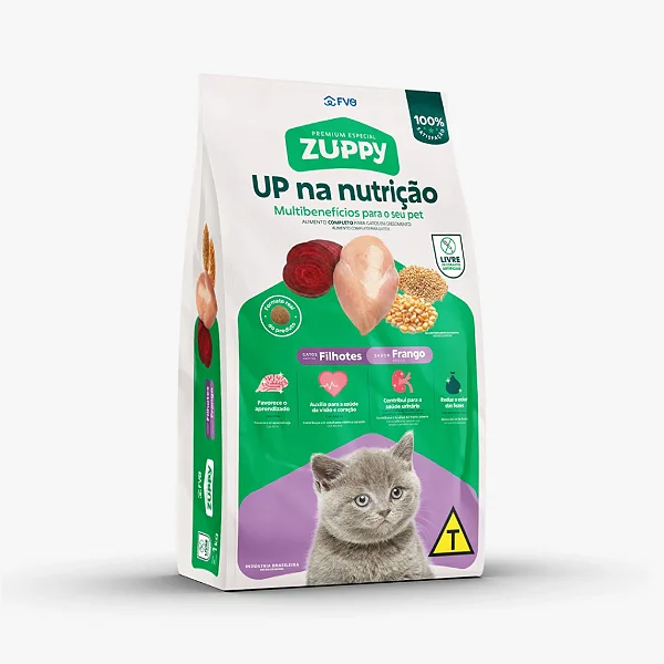 Raçao Zuppy Gato Filhote Frango 1kg
