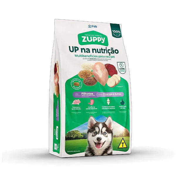 Raçao Zuppy Caes Filhotes Porte Medio E Grande Frango E Arroz 20kg