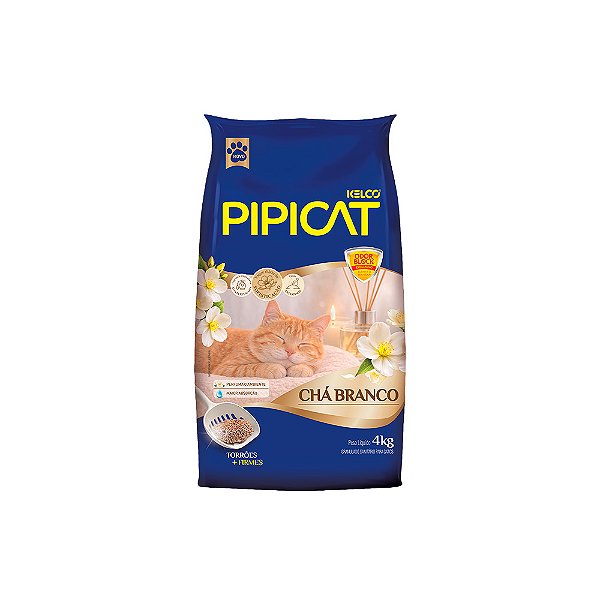 Areia Higiênica Pipicat Chá Branco Para Gatos 4 Kg