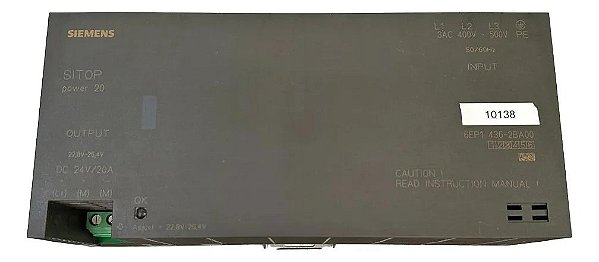 Siemens Sitop Power 20 6ep1436-2ba00 Dc 24v 20A