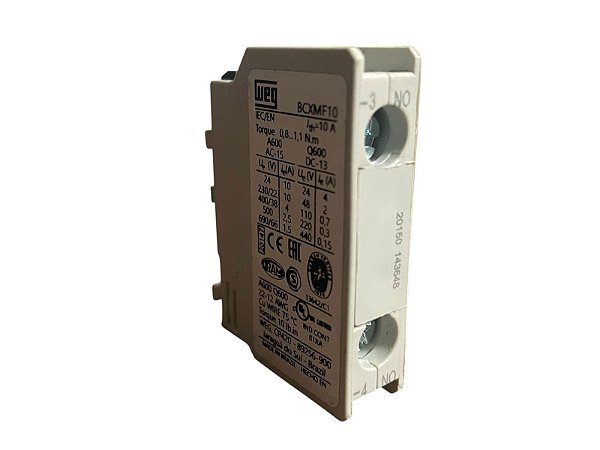 Bloco De Contato Aberto Na Para Contator Weg Cwm Bcxmf10