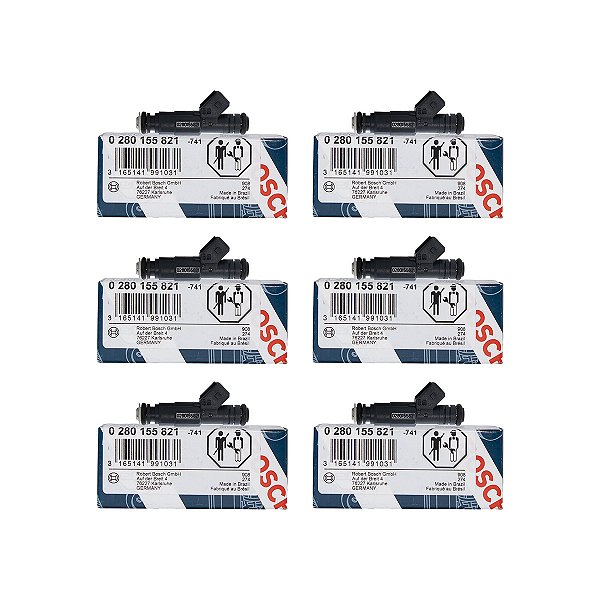 Kit 6 Bico Injetor Omega 3.0 Mpfi 0280155821 Original Bosch