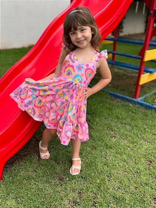 Vestido Três Marias Arco-íris 🌈