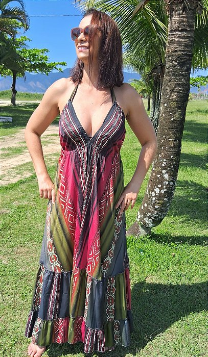 Vestido longo frente única