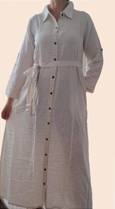 Vestido de Linho na cor crú