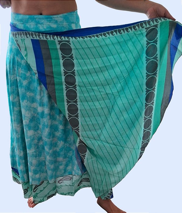 Saia dupla face azul