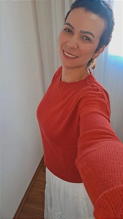 Blusa vermelha de tricô