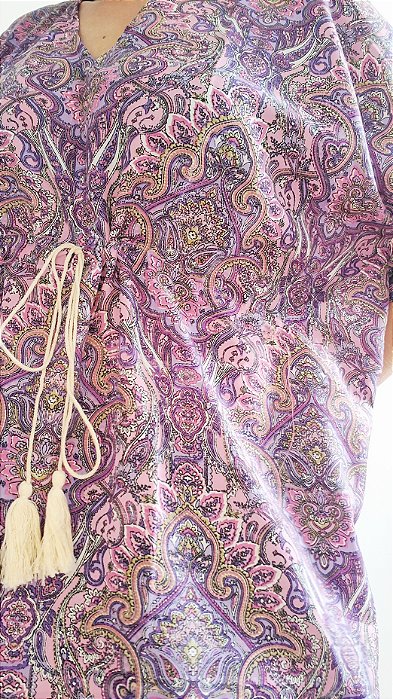 Kafta longa estampada Lilás/rosa