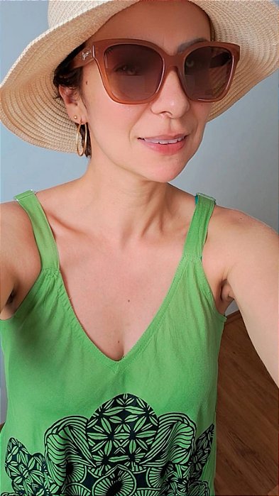 Vestido longo trapézio verde