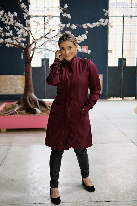 Jaleco Gola Padre Feminino Bordô