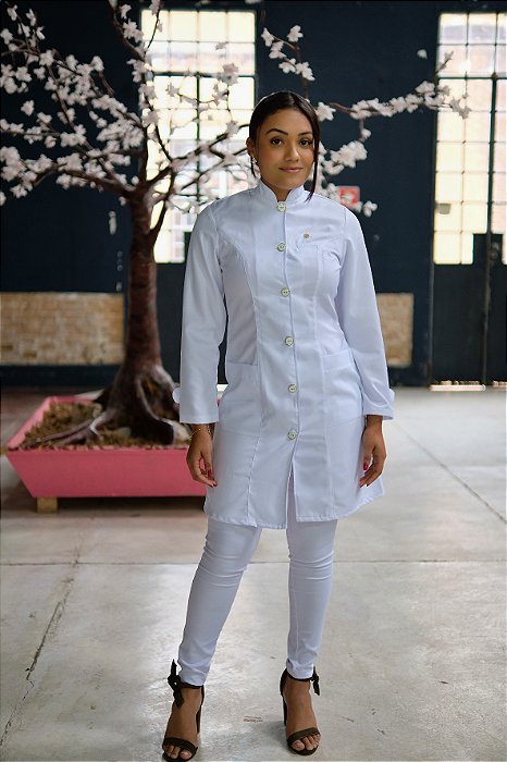 Jaleco Gola Padre Feminino Elegance Branco