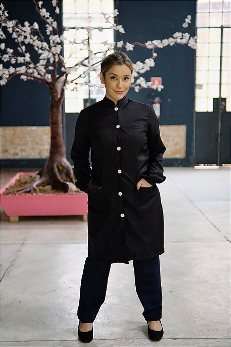 Jaleco Gola Padre Feminino Elegance Preto