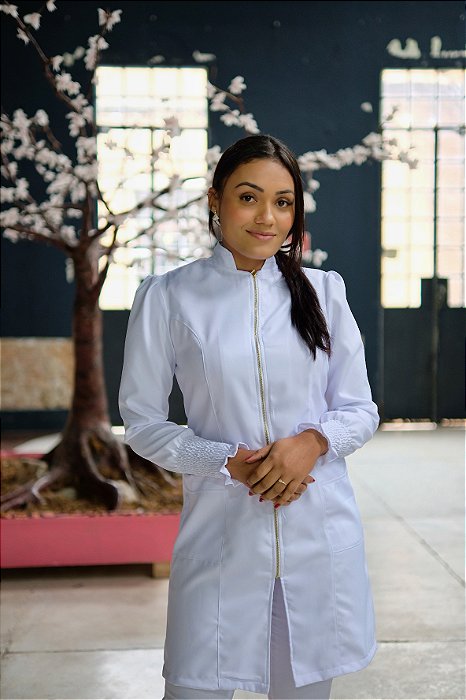 Jaleco Feminino Gola Padre Lady Branco