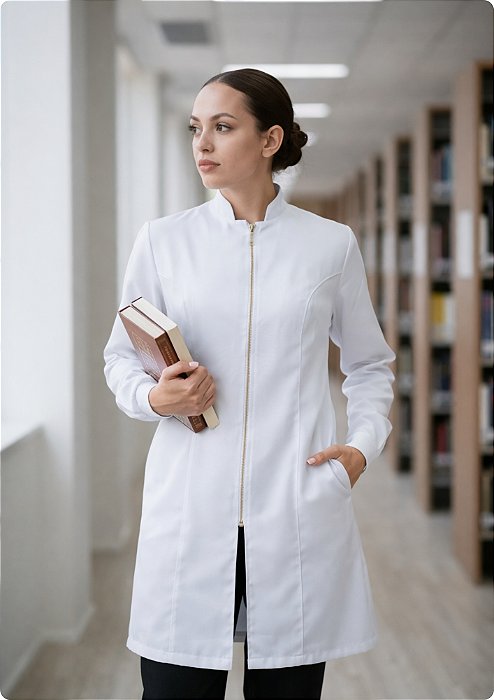 Jaleco Feminino Gola Padre Dinamic Branco