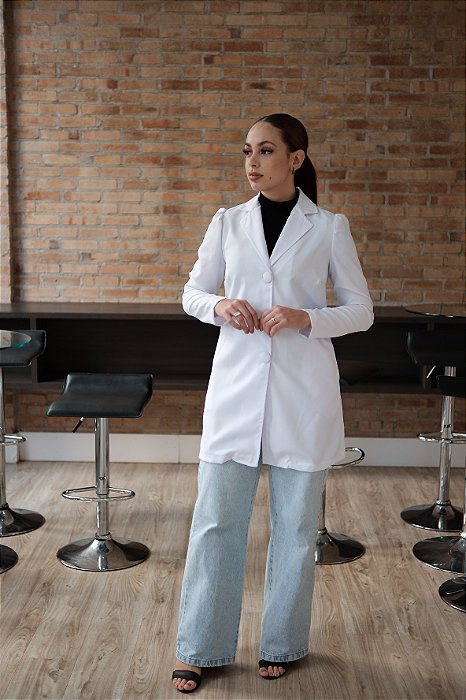 Jaleco Feminino Sabrina Gola Blazer Manga Bufante