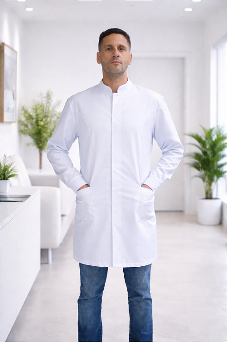 Jaleco Masculino Gola Padre Masculino Branco