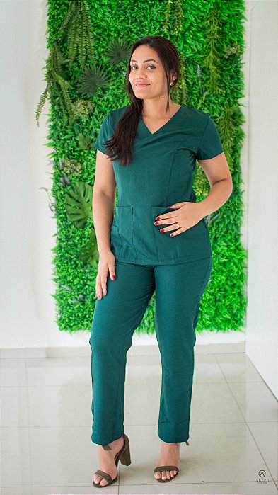 Scrub Feminino Verde Botanical Gabardine Anny