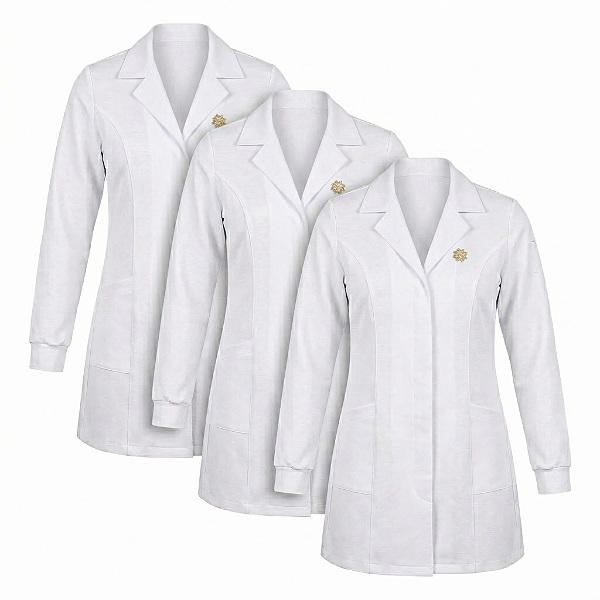 Kit Jaleco Gola Blazer Feminino Branco Acinturado